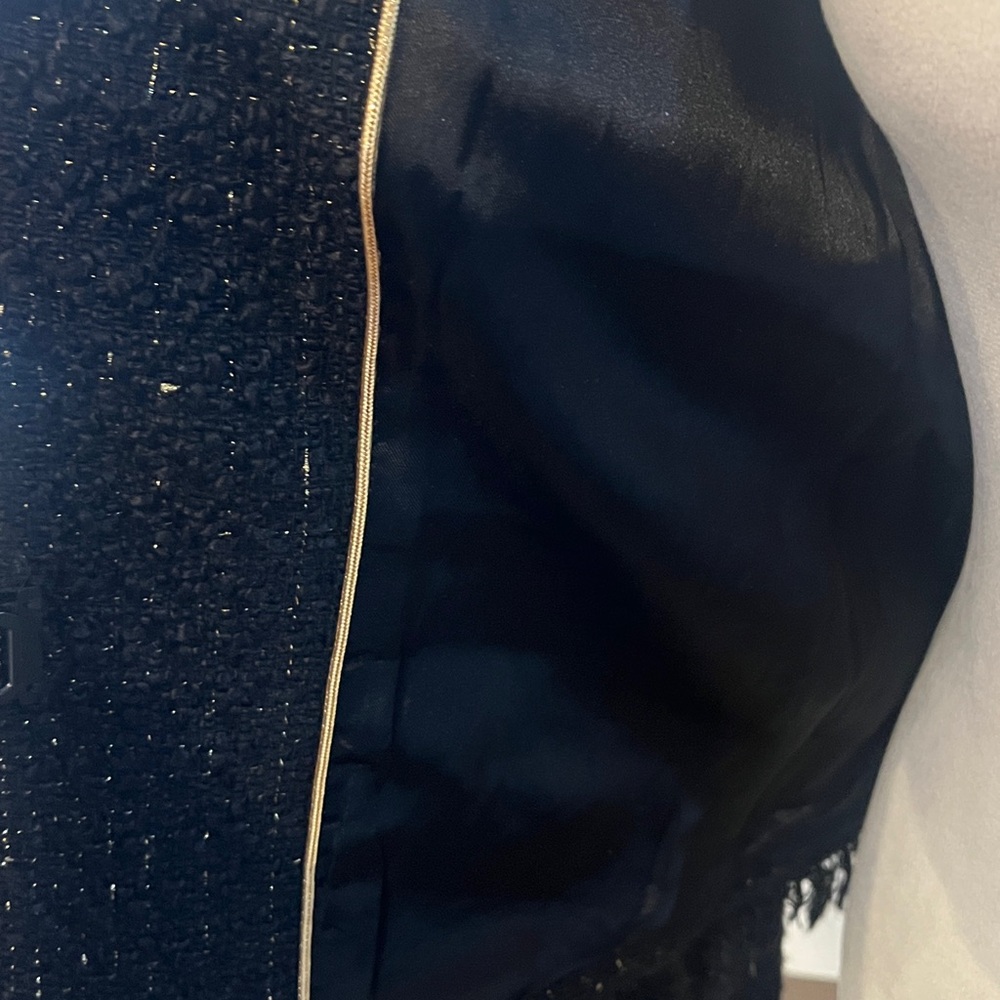 Juicy Couture Black Label Black/Gold & Metallic Tweed ‘Chanel’ Crop Jacket, L - Picture 10 of 13